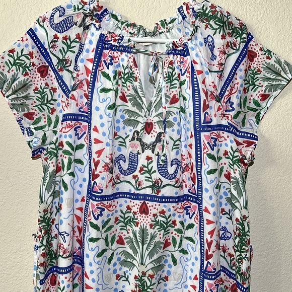 LOFT Mermaid Garden Tie Neck Midi Dress - Picture 4 of 7